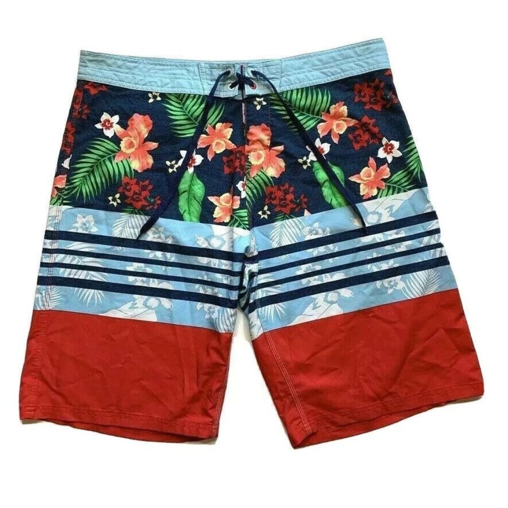 Burnside‎ Board Shorts Swim Trunks Mens 36 Hawaiian Tropical Beach Colorful